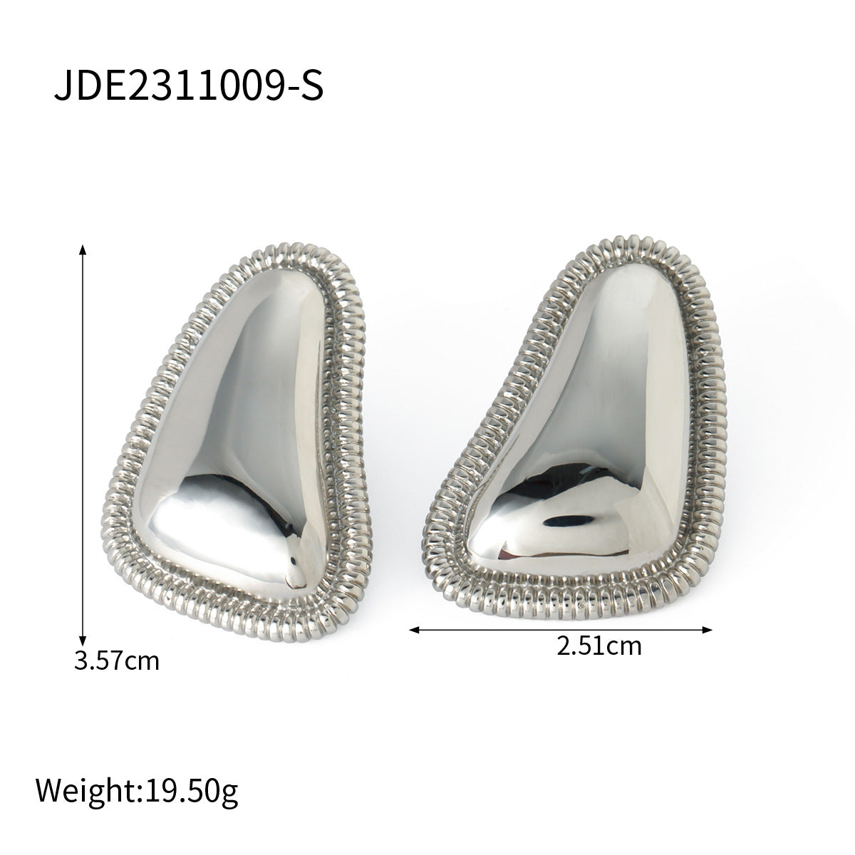 5pcs Of 18K Gold Stainless Steel Triangle Bread Edge Ring Earrings Do Not Fade Jewelry