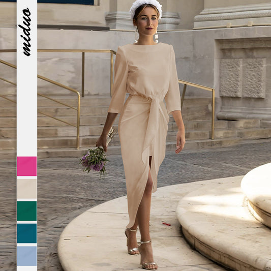New -Style Evening Dress High-Grade Satin Dress Temperament Elegant Women's Dress Strap Skirt