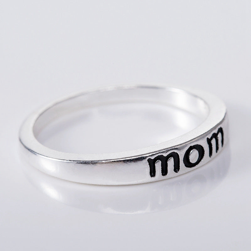 New Mom Mother Dad Ring Alloy Silver Plated Mother's Day Gift Jewelry