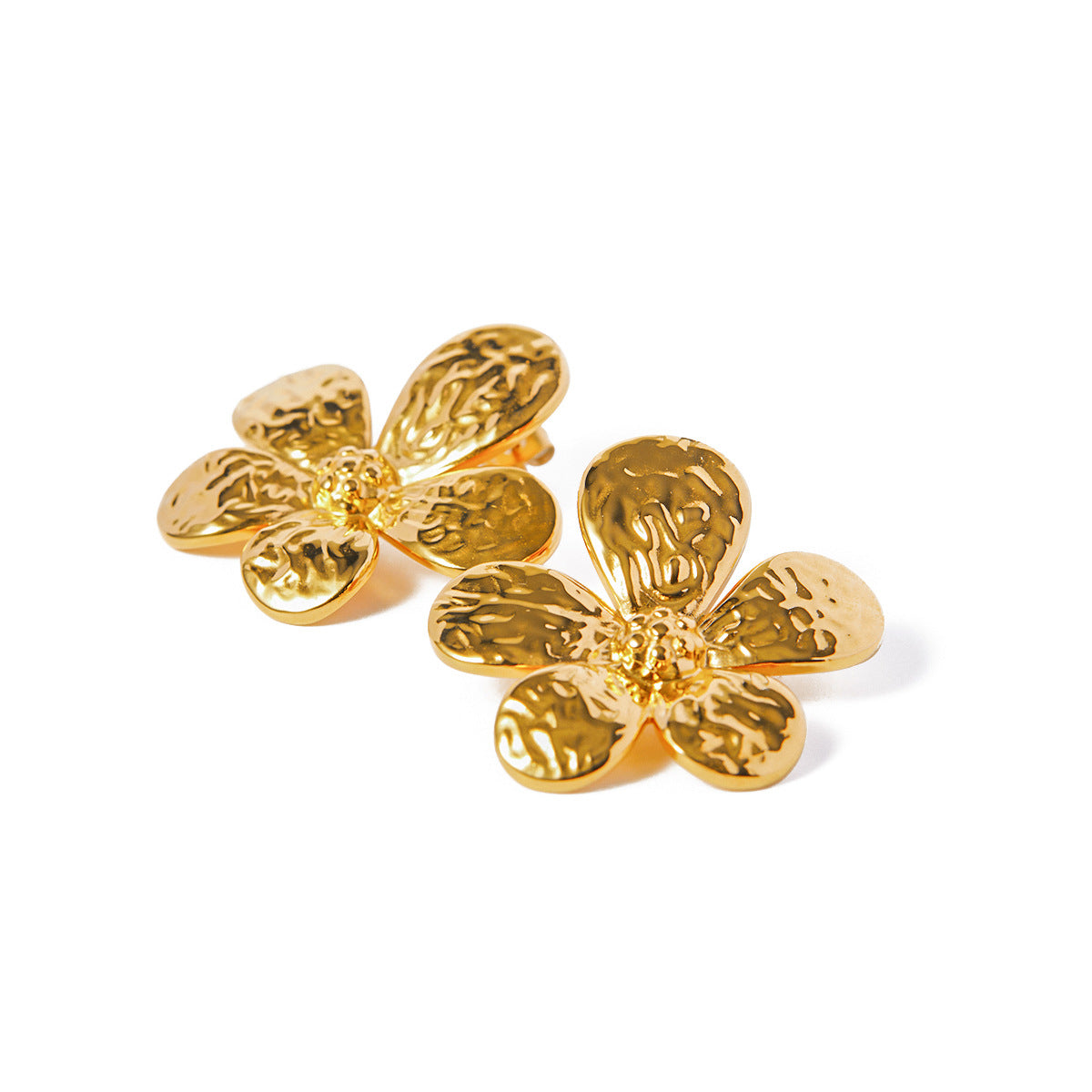 5pcs 18K Gold Stainless Steel Flower Earrings Style Niche Design Premium Sunflower Earrings