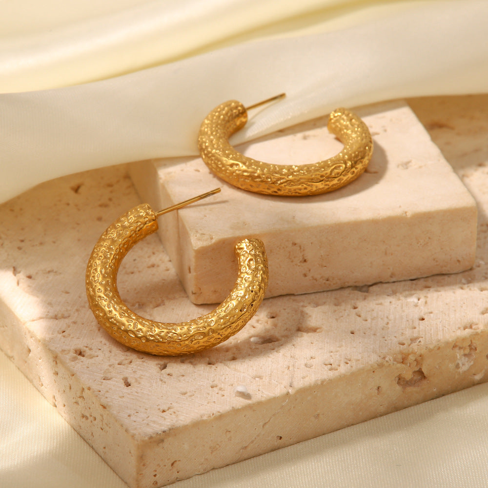 5pcs Accessories 18K Gold Plated C-Shaped Stainless Steel Earrings New Fashion All-In-One Earrings