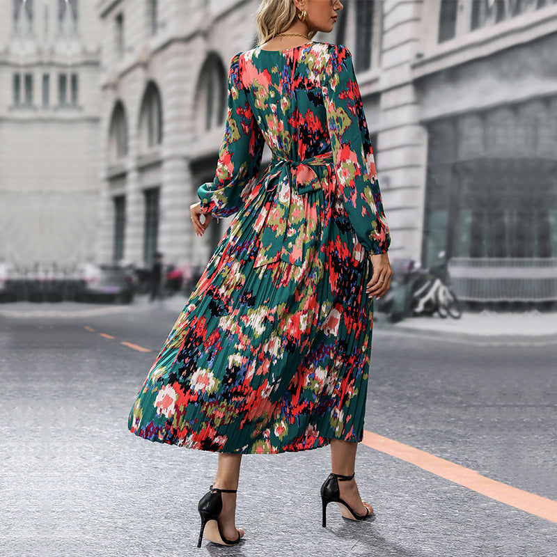 New Autumn New Women's Printed Long-Sleeved Senior Sense Dress