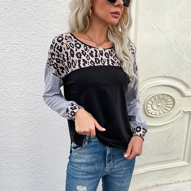 New Early Autumn  Women's Street Pullover Round Neck Splicing Hoodie Women's Style