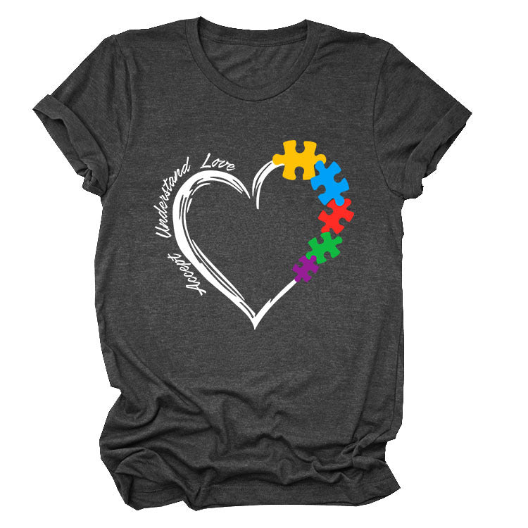 Fun Fashion Accept Understand Love Loose Casual Short Sleeves