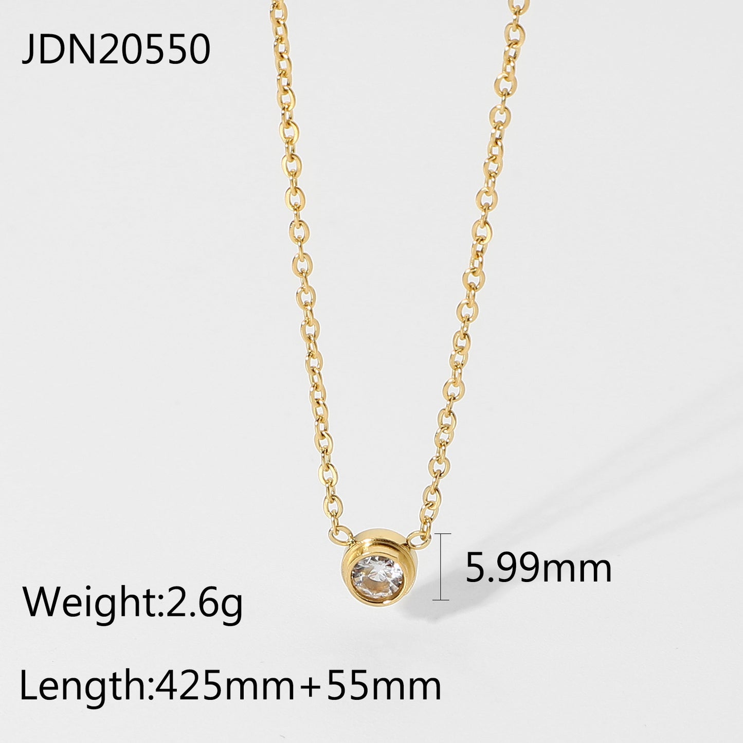 5pcs Simple Mini Diamond Zircon Necklace Round Rectangular 18K Gold Exquisite Chain Stainless Steel Pendant Necklace For Women