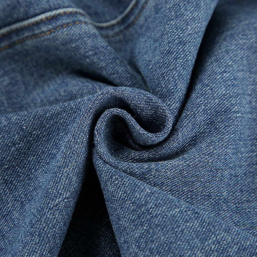 Summer Commute High-Waisted Slimming Split Blue Denim Skirt Skirt Vintage To Do Old Hip Wrap Skirt