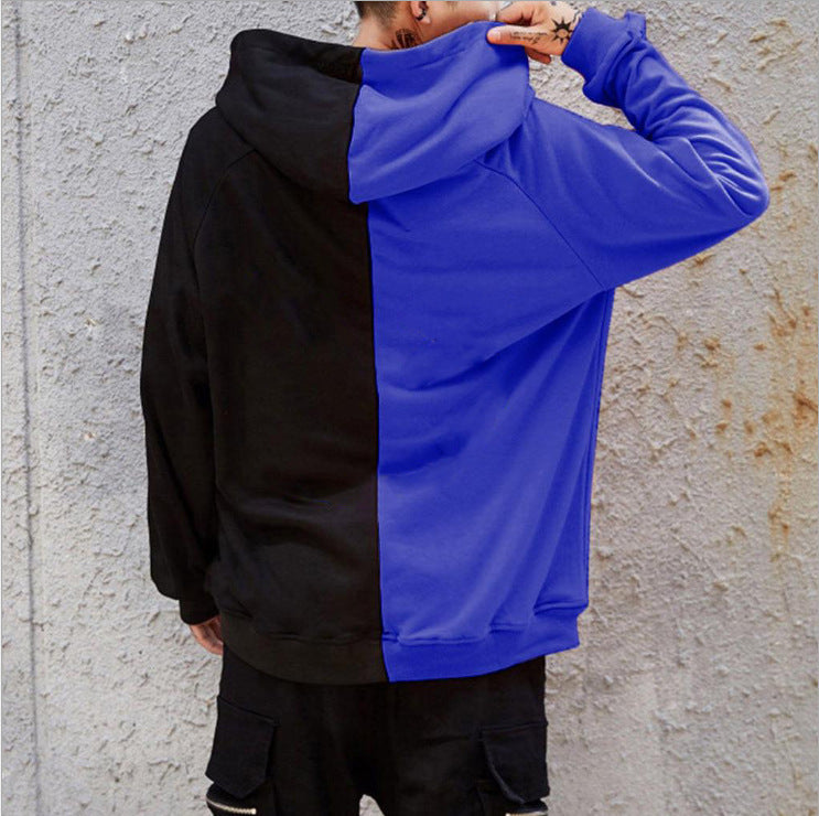 Men's Casual Fashion Color Matching Smiley Hoodie Long Sleeve Sports Hooded Top Men's Wear