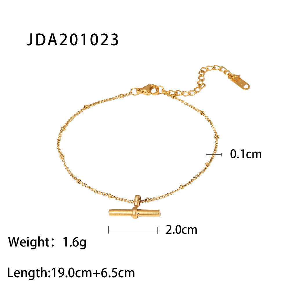5pcs Vintage 18K Gold Cross Fine Anklet Women's Fashion Stainless Steel Anklet Jewelry