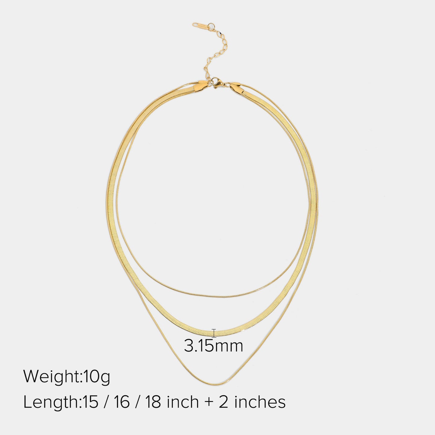 5pcs European Style Triple Layer Snake Chain Necklace Fashion Women's Stacked Jewelry 14K Gold Plated Stainless Steel Chunky Necklace