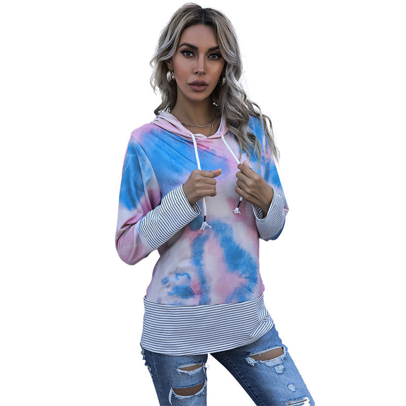 Autumn New Printed Pullover Loose Hooded Tie Dye Hoodie Woman