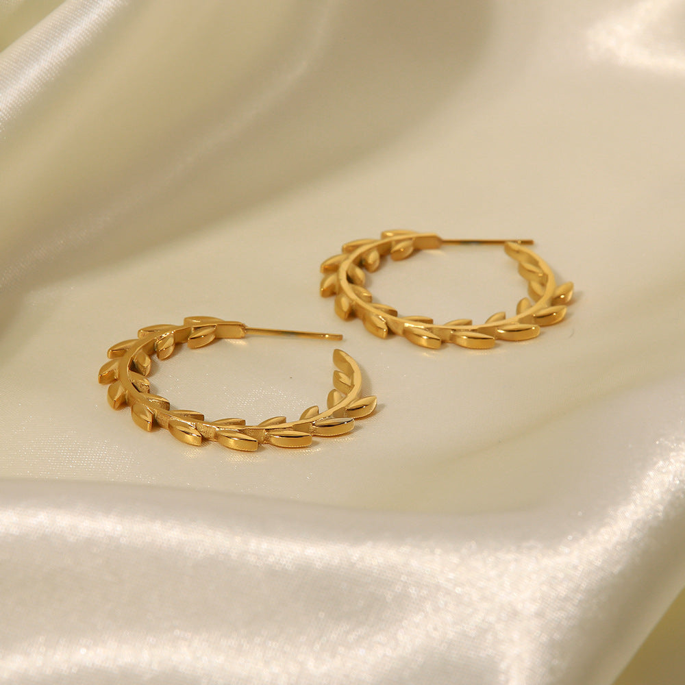 5pcs New 18K Gold C-Shaped Stainless Steel Earrings Fashion All Matching Earrings