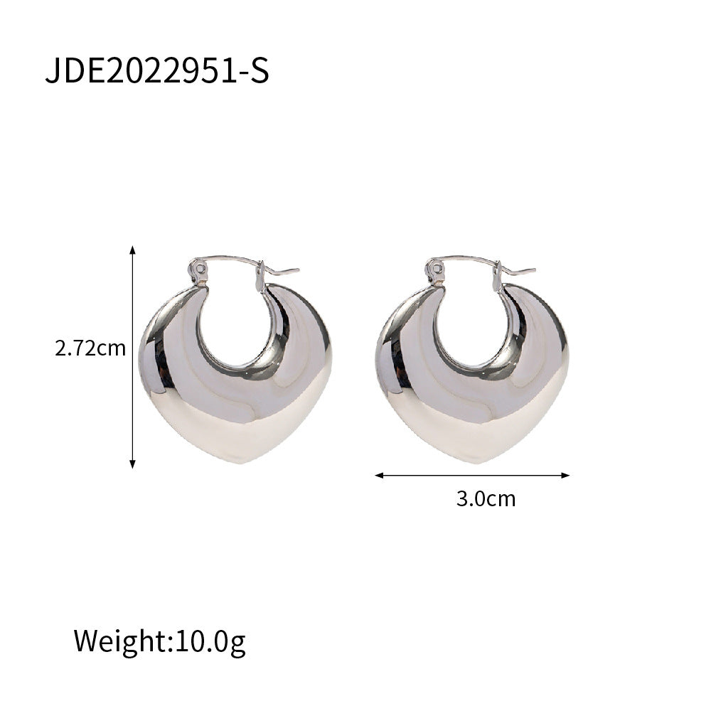 5pcs New Titanium Steel Earrings Women's Fashion With Stainless Steel Light Luxury Plump Hollow Earrings