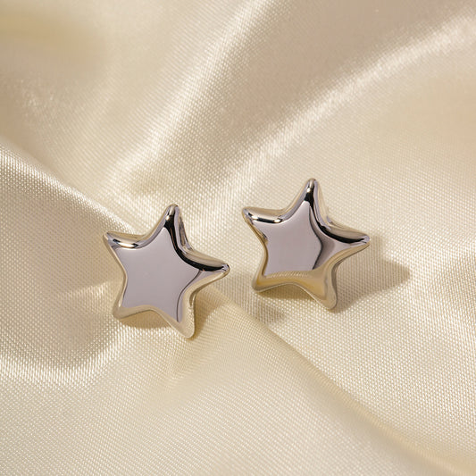 5pcs New Style Fashion Earrings For Ladies White Gold Hollow Star Earrings White Oxidized Tide Earrings