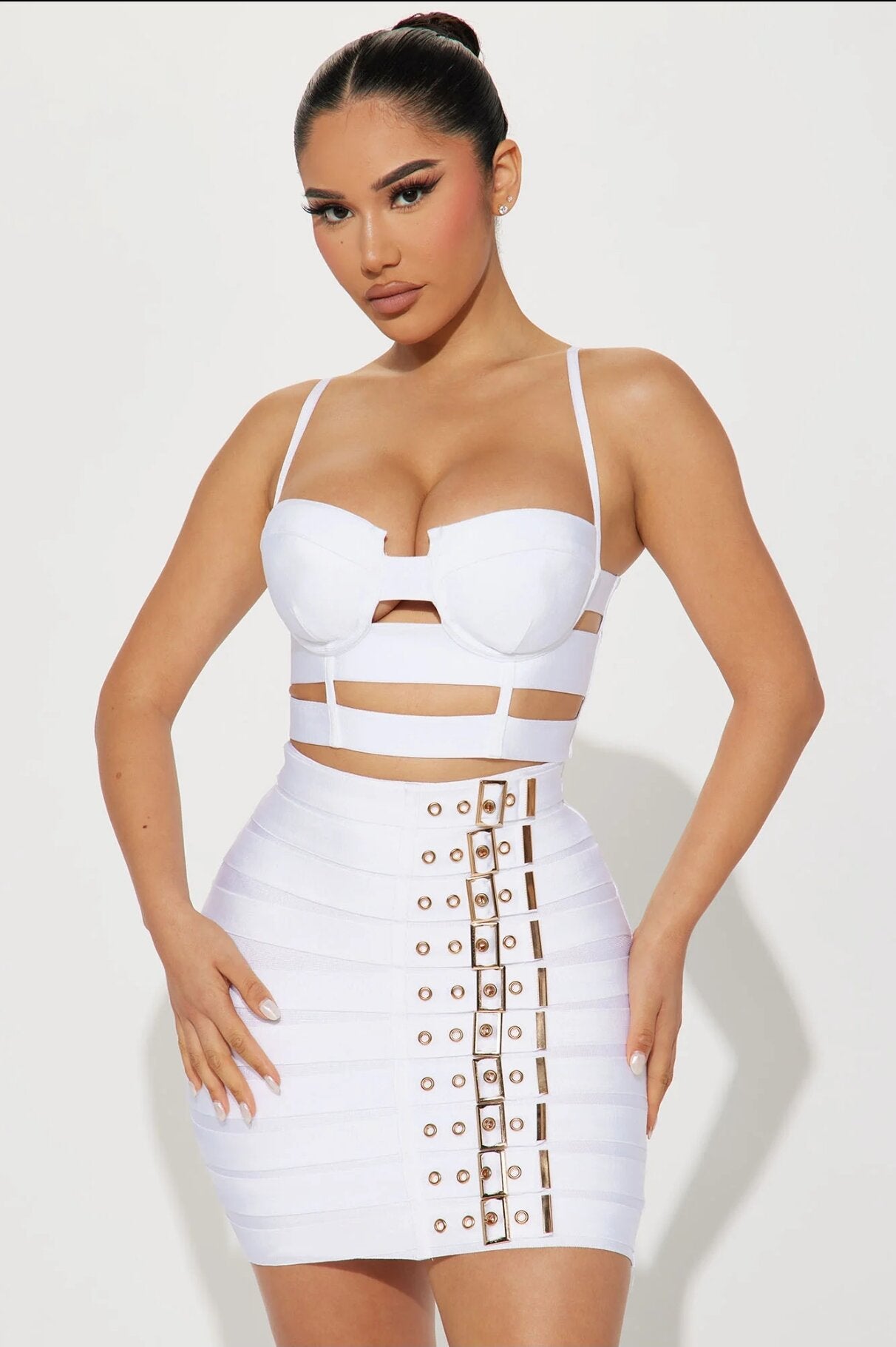Punk Bandage Dress Outfit Sexy Halter Skirt Club Outfit