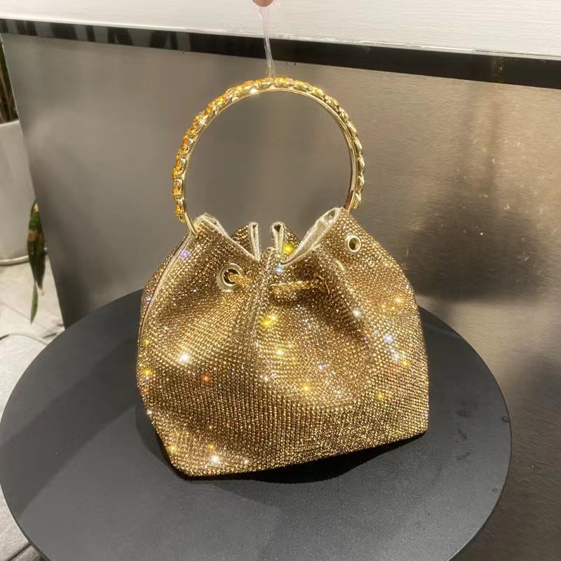Diamond Bag Female Summer Full Diamond Bucket Bag New Diamond Fringed Hand Bag High Quality Crossbody Handbag