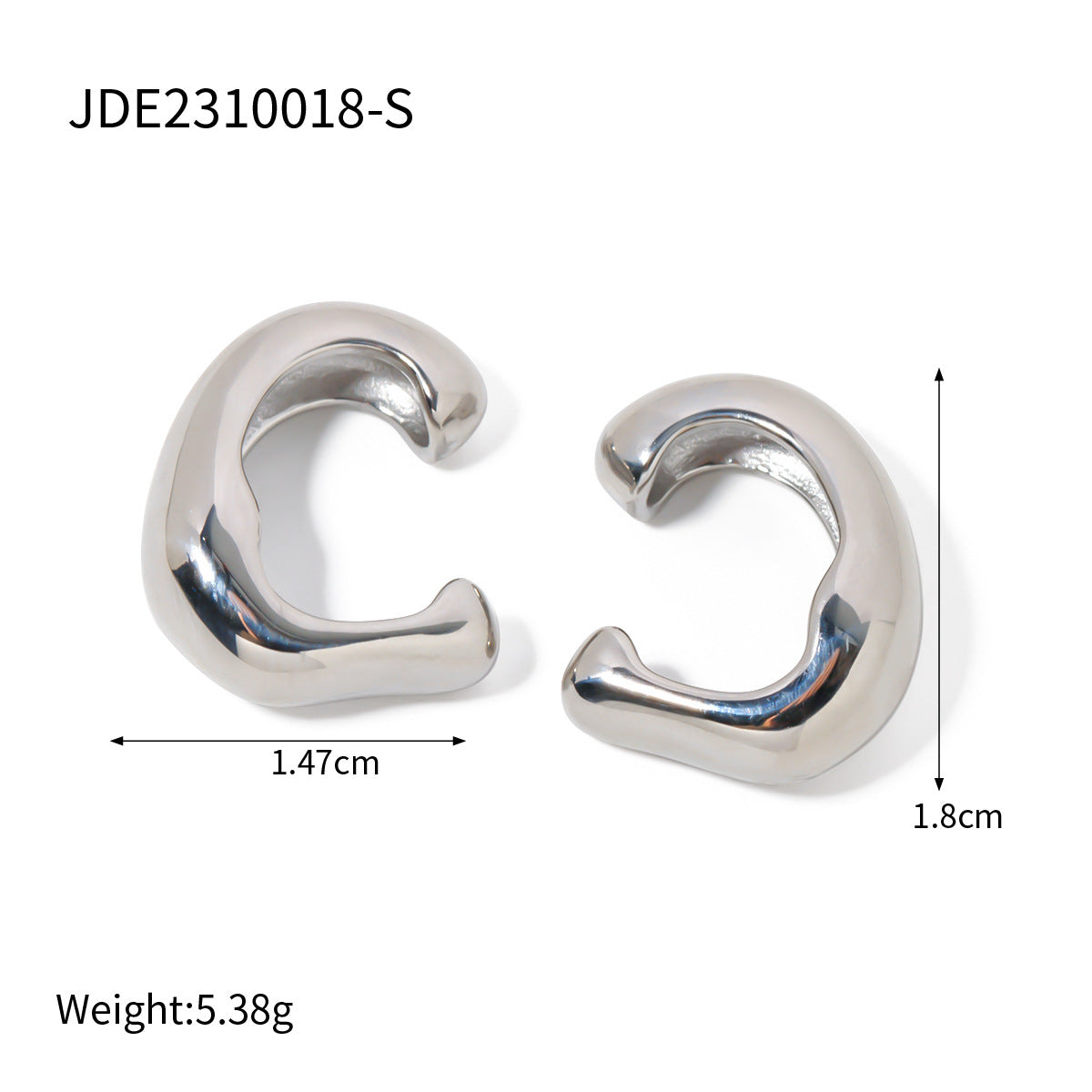 5pcs New 18K Gold Stainless Steel Stud Earrings Stainless Steel Jewelry Fashion Personality Accessories For Women