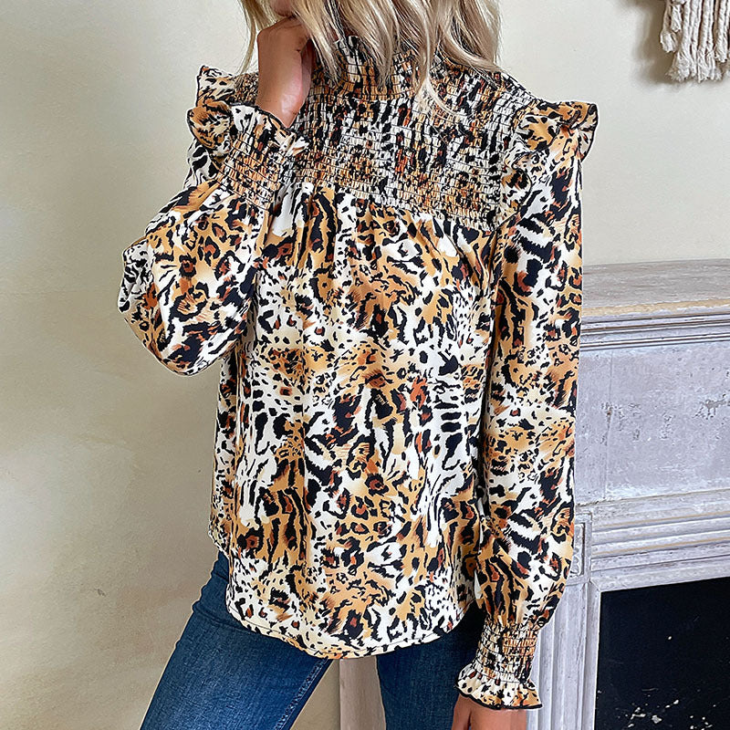 New Autumn And Winter New Fashion Women Leopard Print Long-Sleeved Shirt