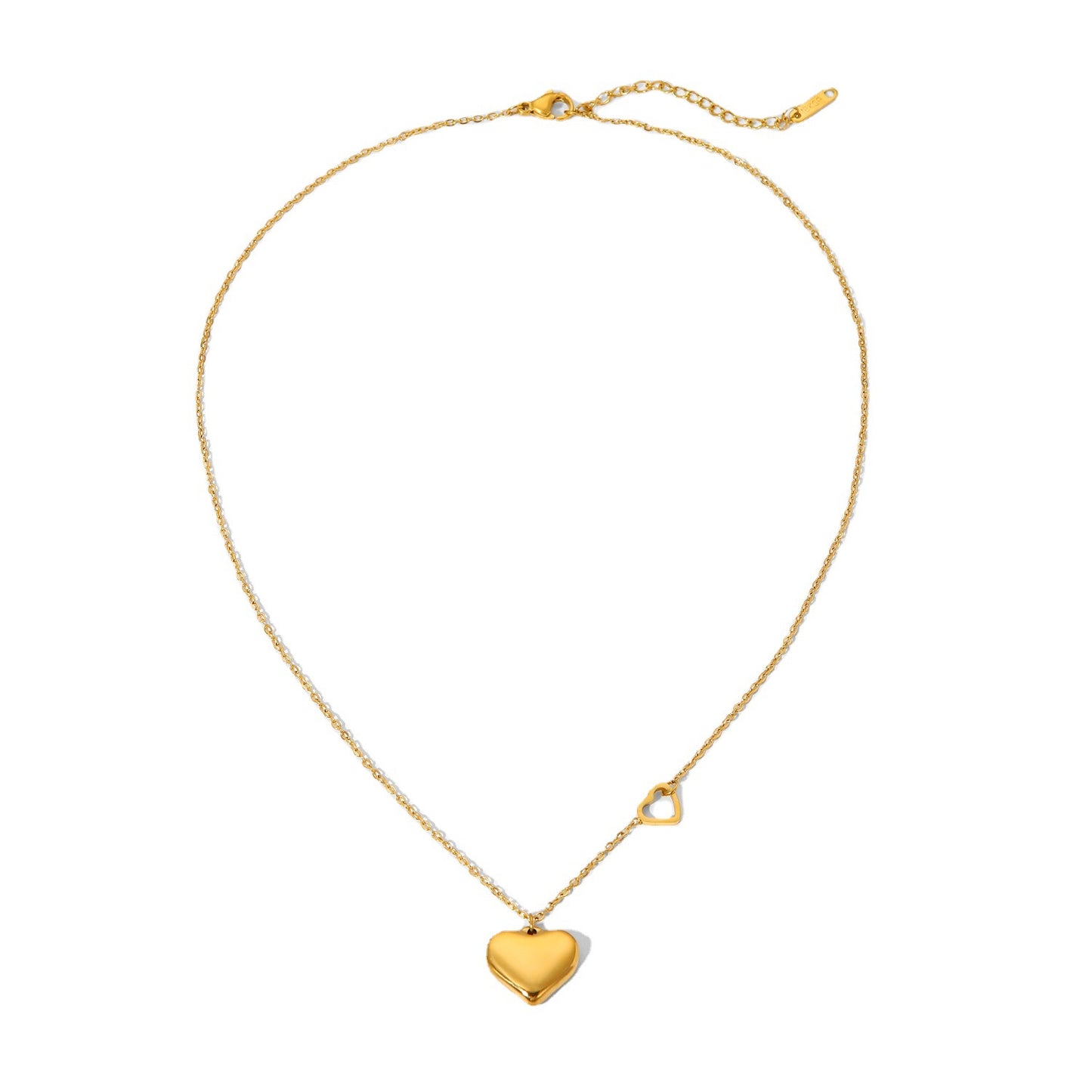 5pcs Elegant Fashion Style 18K Gold Plated Stainless Steel Double Heart Pendant Necklace Women's Love Pendant Collar