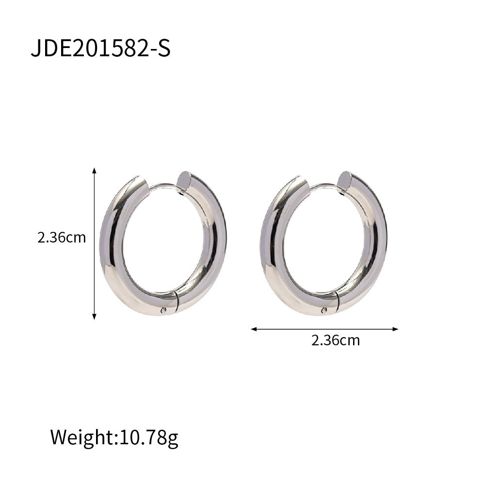 5pcs Fashion Jewelry Stainless Steel Solid Hoop Earrings Titanium Steel Women's Hoop Earrings Do Not Fade Accessories