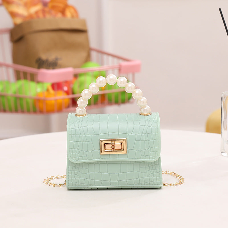 New Crocodile Jelly Bag Pearl Women's Handbag Crossbody Chain Bag  Women's Bag Beaded Bag