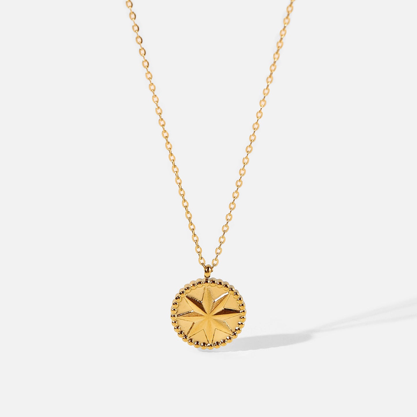 5pcs Stainless Steel Necklace 18K Gold Stainless Steel Octet Star Coin Pendant Necklace Women's Jewelry