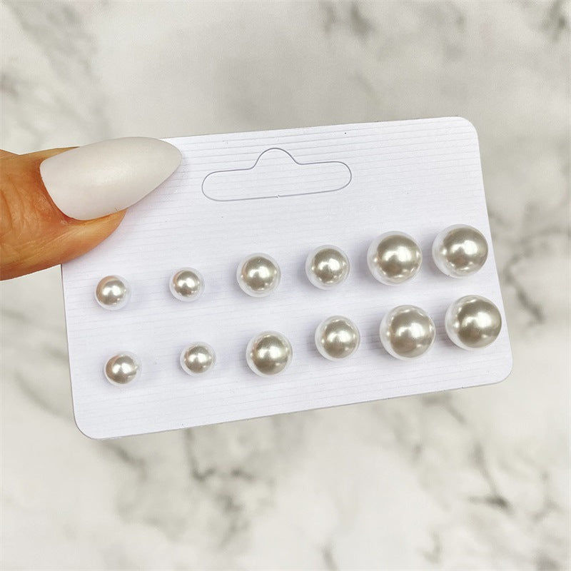 5 Sets New Retro Style Geometric Earrings 6 pairs Set Female Niche High-Grade Metal Stud Jewelry Set