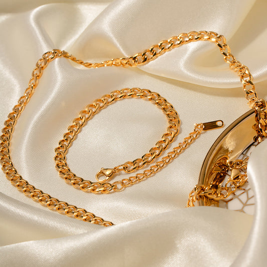 5pcs New Necklace Stainless Steel Temperament Clavicle Chain Light Luxury Niche Cuban Chain Pendant Necklace Bracelet Jewelry