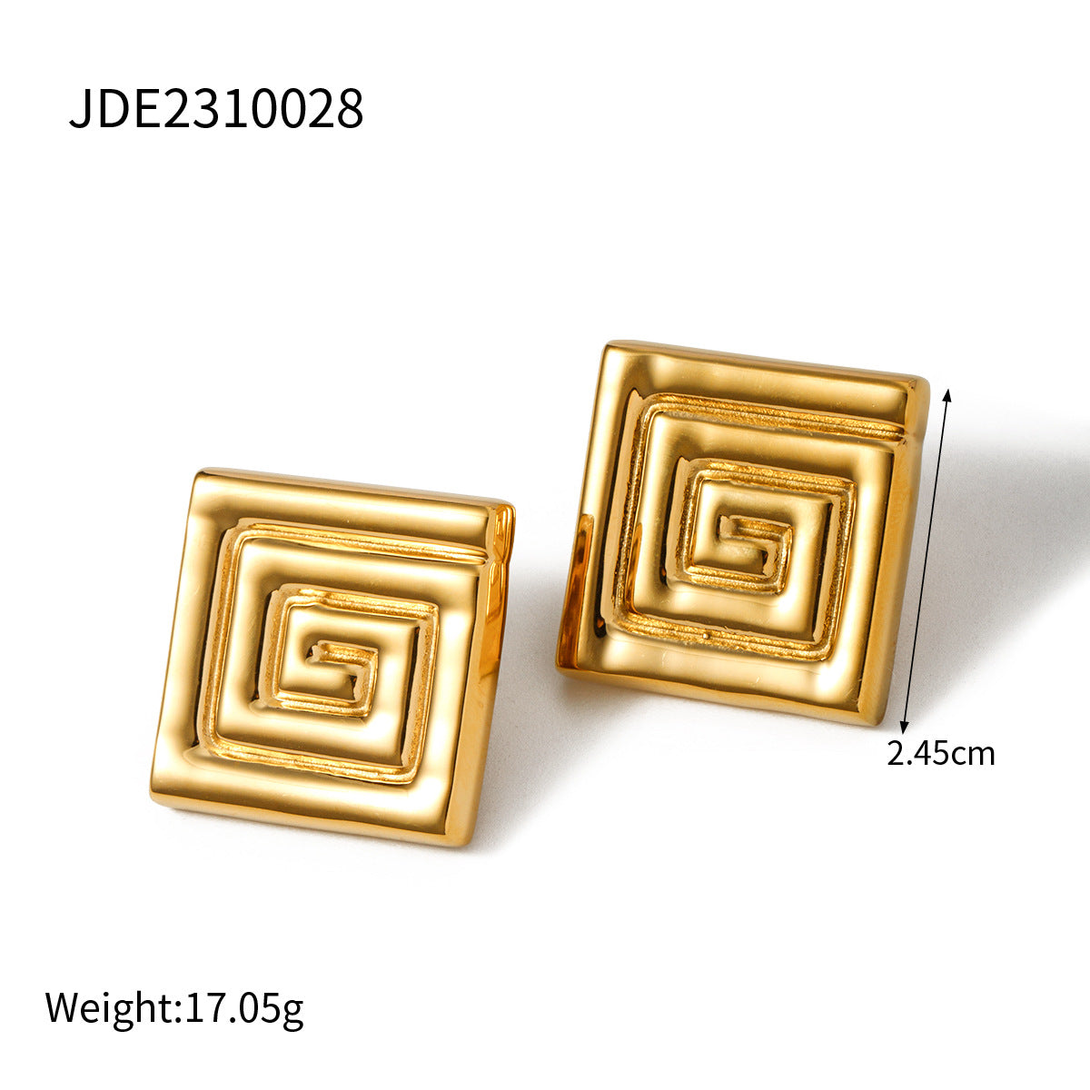 5pcs Titanium Steel 18K Gold Stainless Steel Corrugated Small Earrings Earrings Stud New Stylish Design Earrings