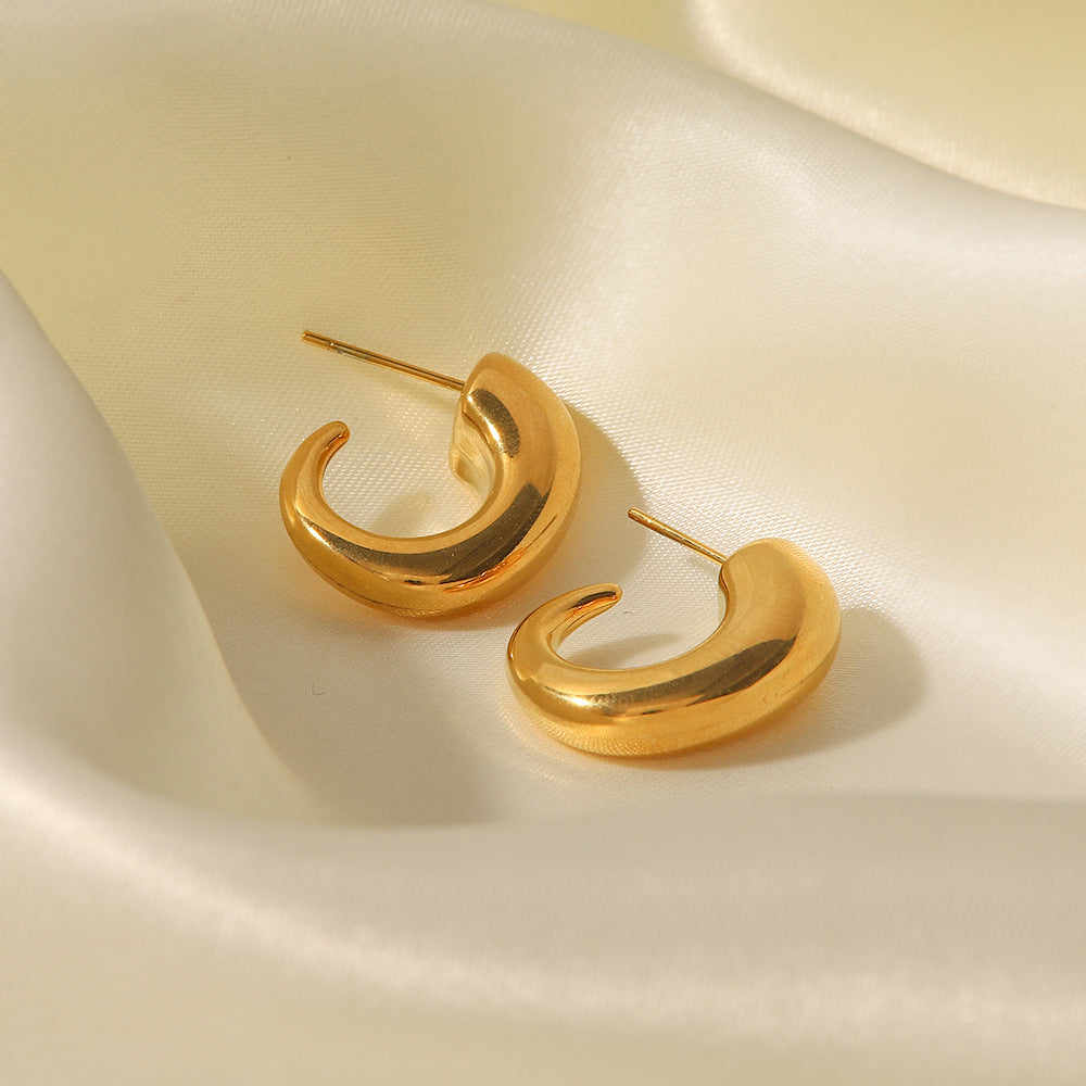 5pcs 18K Gold Irregular Shape Earrings Fashion Simple Fold Wear High-Grade Sensitive Earrings C Shape Hopo Stud Jewelry