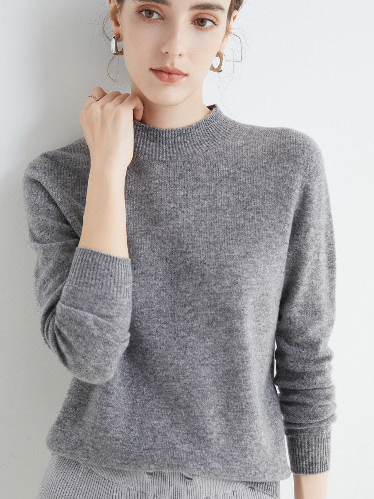 100 Pure Wool Knitwear Women's V-Neck Pullover Loose Base Shirt Autumn And Winter New Solid Color Sweater