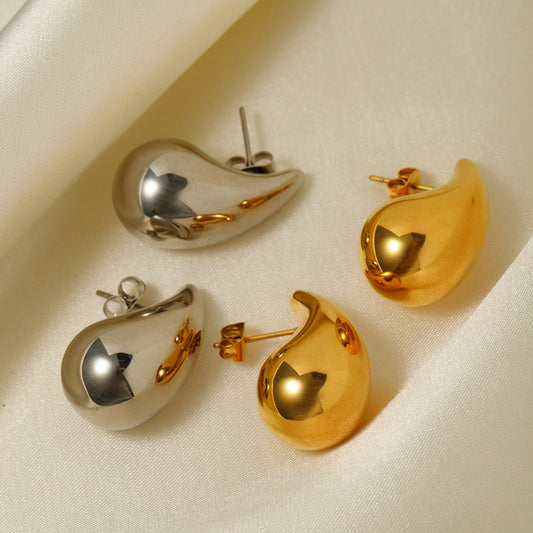 5pcs 18K Gold Chubby Drop Titanium Steel Earrings Small Women's Fashion All-In-One Earrings