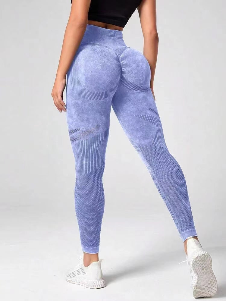 New Hollow-Out Seamless Yoga Pants High Waist Peach Hip Lift Hip Fitness Pants Women Wash Scrub Tight Sports Pants
