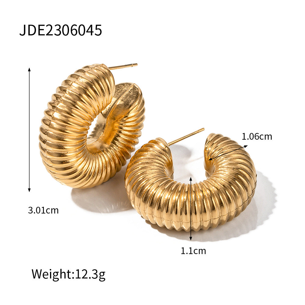 5pcs Fashion Simple With Stainless Steel Stud Earrings 18K Gold Stainless Steel Large Snail Shell Earrings Jewelry Women