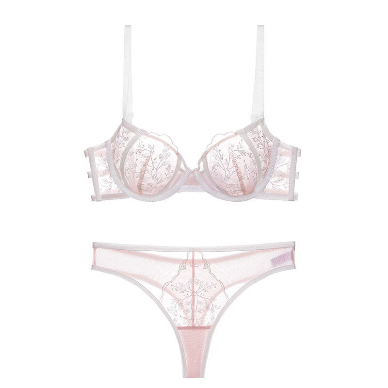 New Sexy Lingerie Women's Ultra Thin Embroidered Lace Push-Up Lingerie Set Big Breasts Small Plus Size Bra Cover