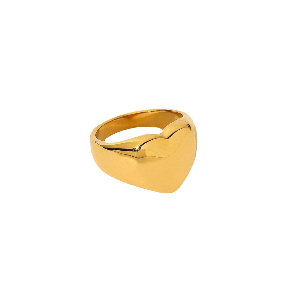 5pcs Thick Hollow Heart Ring Love Ring 18K Gold Plated Stainless Steel Chunky Ring Woman