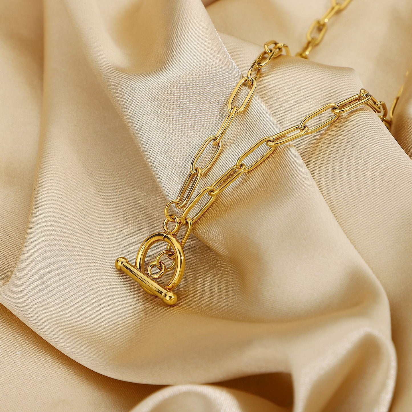 5pcs Fashion Casual Sports Rectangular Necklace Choker Vacuum Gold Plated Stainless Steel Ot Necklace Women's Accessories