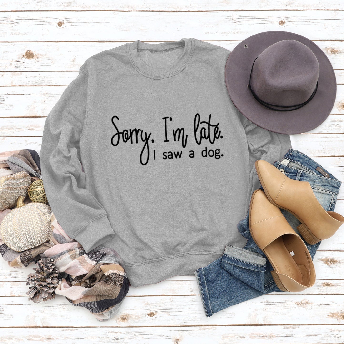 Autumn/Winter Base Long Sleeve Sorry I'M Late Alphabet Round Neck T-Shirt Ebay Women's Hoodie