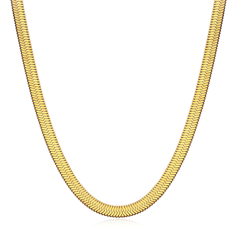 5pcs Exquisite 18K Gold-Plated Stainless Steel Necklace Titanium Steel Popular Women's Necklace Overlay Wear Jewelry Snake Bone Chain Necklace