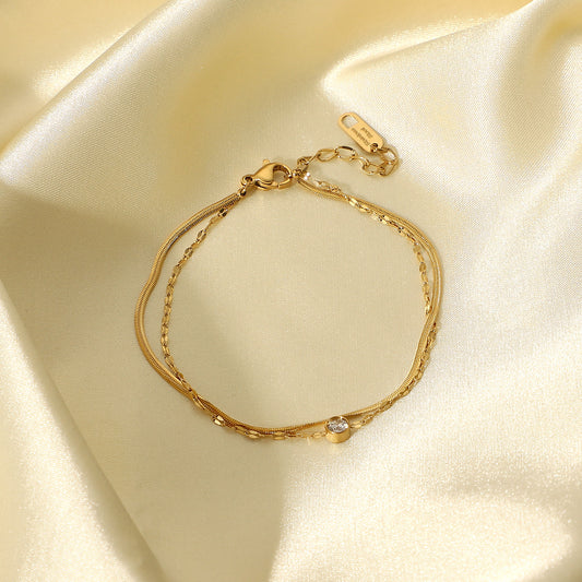 5pcs Snake Bone Bracelet Fashion Blogger Inset Zircon Snake Bone Chain Double Bracelet Bracelet