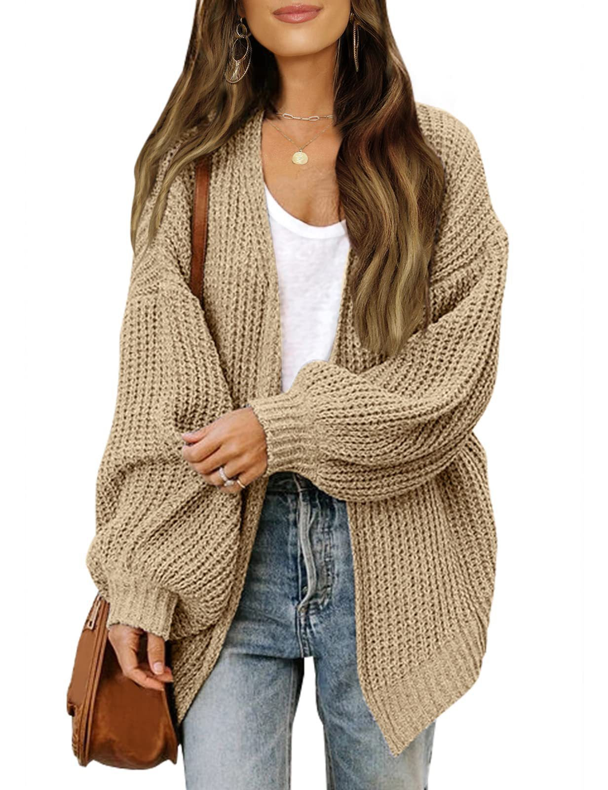 Women's New Autumn And Winter New Lantern Sleeve Sweater Women's Coat Coarse Pocket Knitted Cardigan