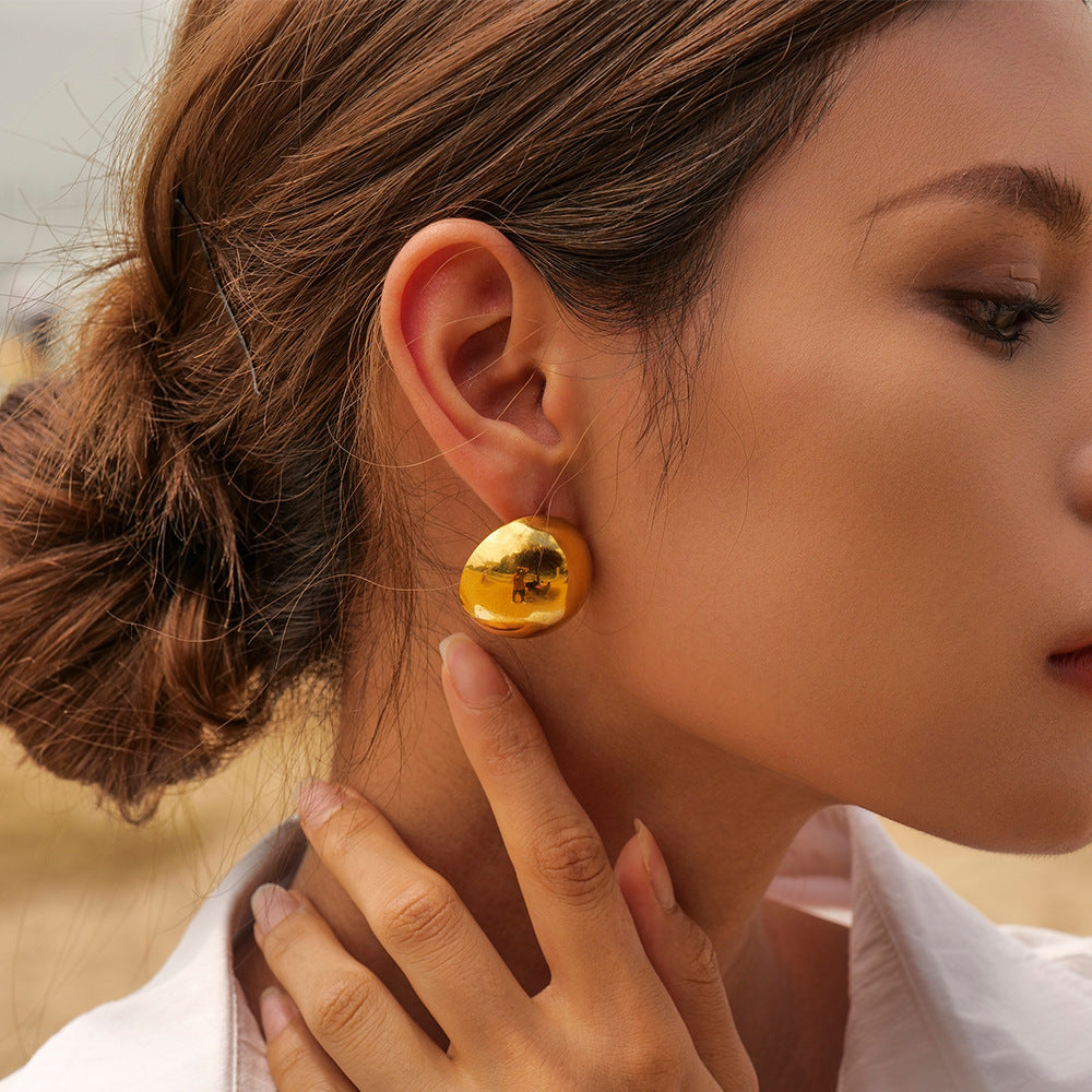 5pcs Stainless Steel Hemispherical Earrings Stud New Fashion Temperament Niche Design Female Superior Sense