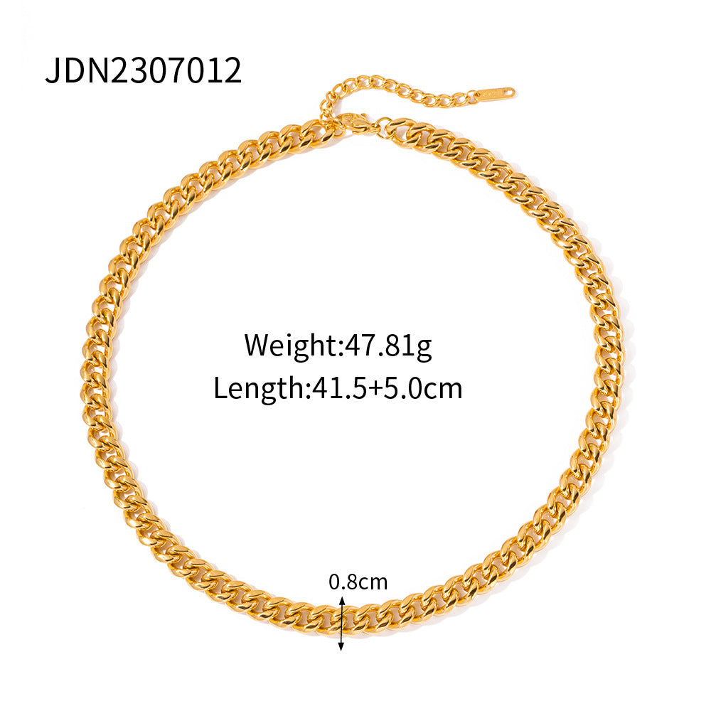 5pcs New Necklace Stainless Steel Temperament Clavicle Chain Light Luxury Niche Cuban Chain Pendant Necklace Bracelet Jewelry