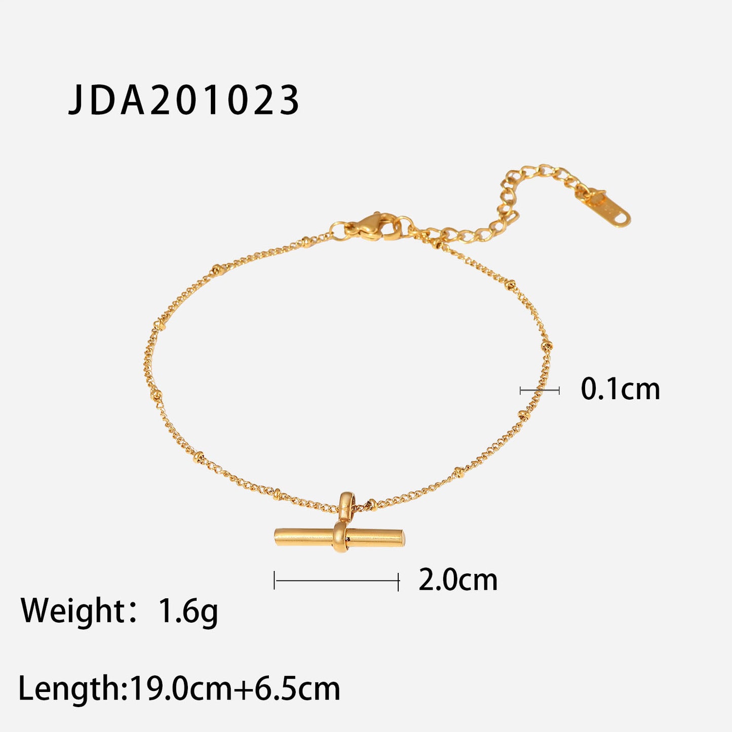 5pcs New Titanium Steel Anklet 18K Gold Personality Tbar Rod Pendant Round Bead Chain Anklet Fashion Everything Anklet