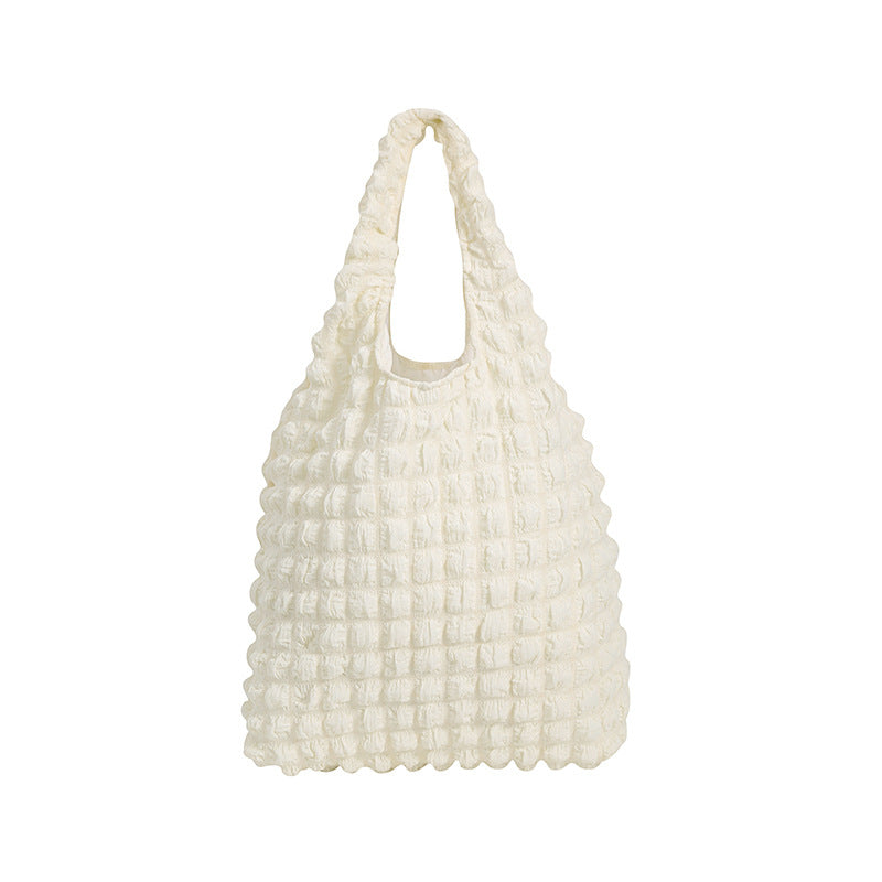 Hot Selling  Cloud Bubble Lattice Flower Shoulder Bag Vest Bag Female Students Simple Handbag Shopping Bag