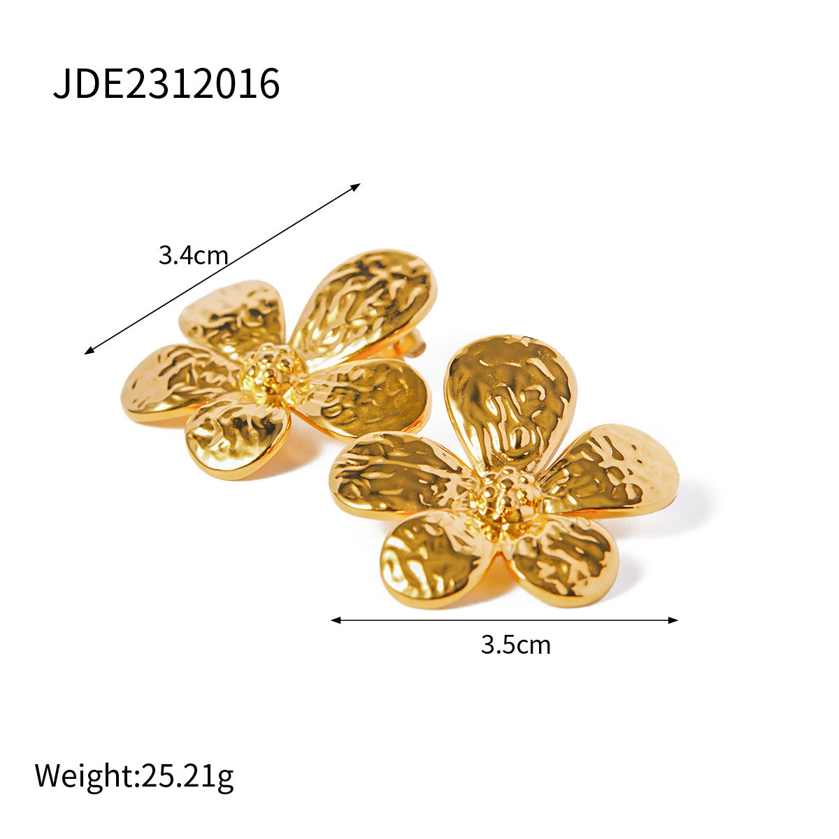 5pcs 18K Gold Stainless Steel Flower Earrings Style Niche Design Premium Sunflower Earrings