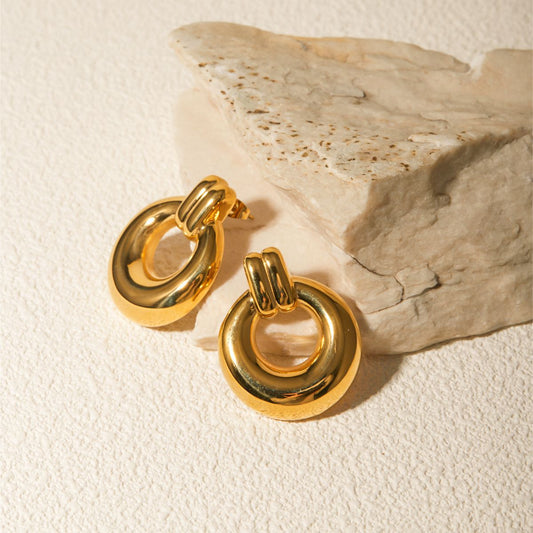 5pcs 18K Gold Stainless Steel Hoop Earrings Do Not Fade All Matching Earrings