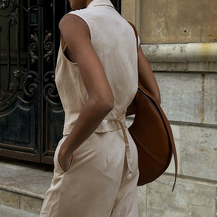Cotton And Linen Vest Set Summer Casual Cotton And Linen Vest Single Breasted Waistcoat + Trousers Set