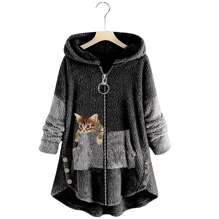 Creative Autumn Harajuku Street Hipster Cashmere Women's Hooded Loose Oversized Hoodie