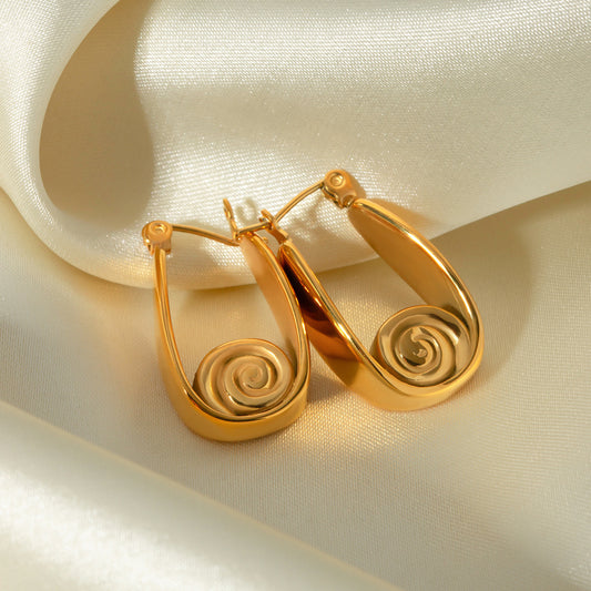 5pcs New 18K Gold Stainless Steel Thread Hoop Earrings Earrings Jewelry Fashion Personality Earrings