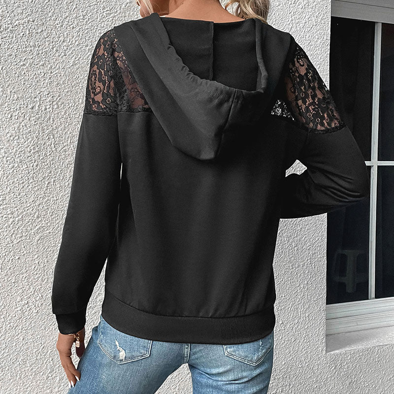 Women's New Autumn And Winter New Long-Sleeved Black Women's Hooded Hoodie